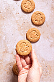 Whole wheat cookies with heart pattern