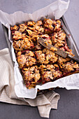 Vegan strawberry tray pie with an almond crust