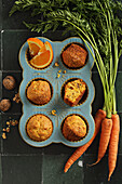 Carrot orange muffins with walnuts