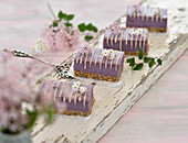 Purple sweet potato and coconut slices with an almond-date base