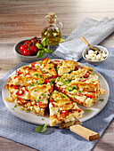 Chicken breast and cauliflower pizza
