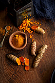 Turmeric root, grated and ground
