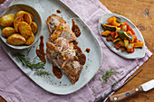 Lamb roast with potatoes and vegetables
