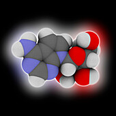Tubercidin, molecular model, illustration