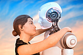 Human robot relationship, conceptual illustration
