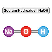Sodium hydroxide molecule, illustration
