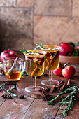 Apple cider cocktail with rosemary