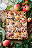 Apple and sultana sheet cake with almonds