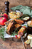 Smoked spare ribs with apple sauce