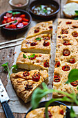 Focaccia with tomatoes