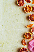 Sicilian orange, halved and placed around the edge of the picture