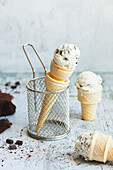 Chocolate chip ice cream cones