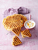 Coconut wafers with soft apricots and honey yoghurt cream