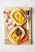 Savory steak and mushroom pies with puff pastry crust
