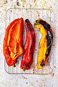Grilled red and yellow peppers