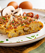 Spanish potato omelette with mushrooms