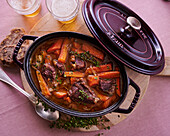 Beef and carrot stew in beer sauce