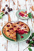 Cherry pie with dough lattice
