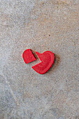 Broken red chocolate heart