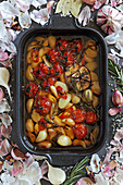 Oven roasted garlic and cherry tomato confit