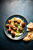 Lamb meatballs with ricotta and mint sauce