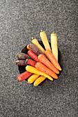 Colourful carrots in a bowl
