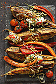 Grilled vegetables with creamy whipped goat cheese