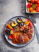 Lamb meat with roasted vegetables