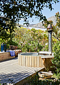 Whirlpool on wooden terrace