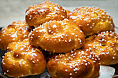 Yeast pastries with pearl sugar