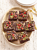 Brownies with nuts and dried fruit