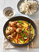 Chicken meatballs with vegetable curry