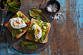 Wholegrain avocado toast with poached egg