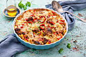 Vegan Potato and Pepper Gratin with Soya Cheese