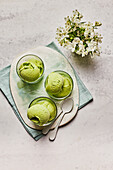 Pea and coconut ice cream with lime