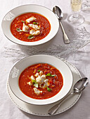 Tomato soup with cod
