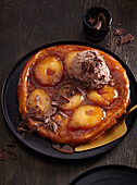 Pear tarte tatin with chocolate ice cream