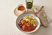 Pepper Chicken with sausage and spaetzle