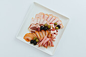 Close-up of ham on plate