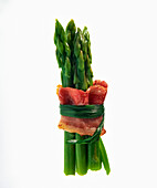 Green asparagus wrapped with bacon