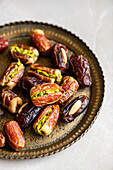 Dates filled with pistachios and almonds