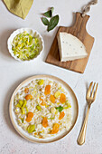 Risotto with blue cheese and dried apricots