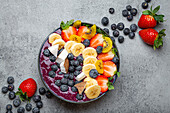 Acai smoothie bowl with chia seeds and fresh fruit