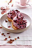Doughnuts with rose filling and dried rose petals