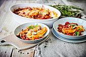 Cannelloni with meat and cherry tomatoes