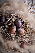 Easter eggs naturally colored with aronia berries