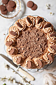 Sponge cake with chocolate buttercream and chocolate wafers