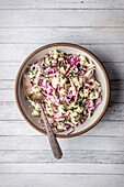 Coleslaw with red cabbage and blue cheese