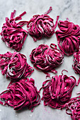Homemade beetroot noodles