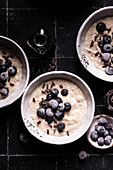 Breakfast bowl with oatmeal and blueberries